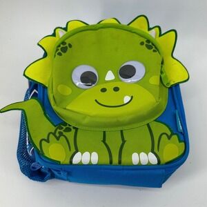 Smash Kids Insulated Lunch Bag Blue Green Triceratops Dinosaur Blue IQ Lining